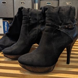 Sexy knee high side zip platform heels size 11 3.5-4" heel